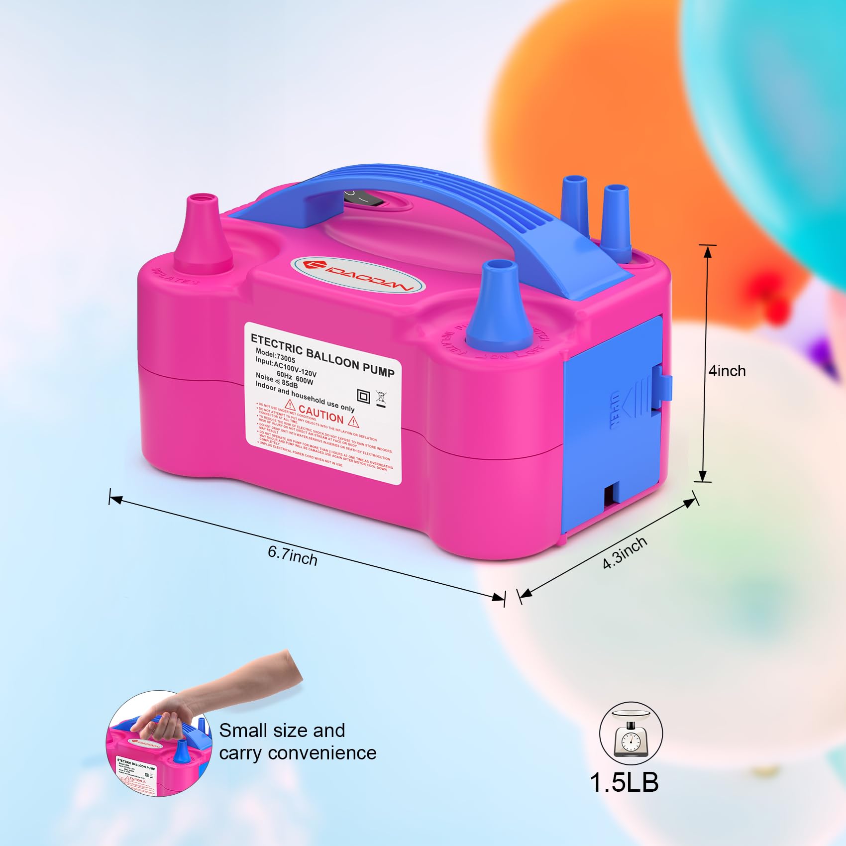 IDAODAN Electric Balloon Pump, Portable Electric Balloon Blower